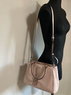 Guess Blush Pink Logo Satchel with Crossbody Strap
